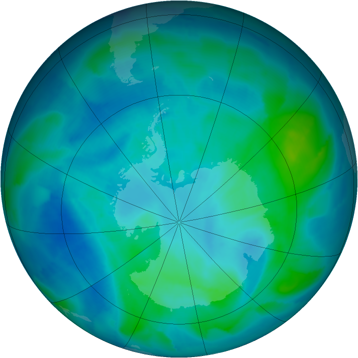 Antarctic ozone map for 28 February 2012